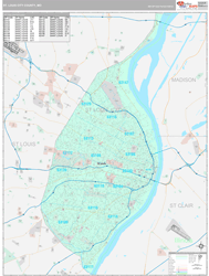 St. Louis CityCounty, MO Wall Map Premium Style 2024